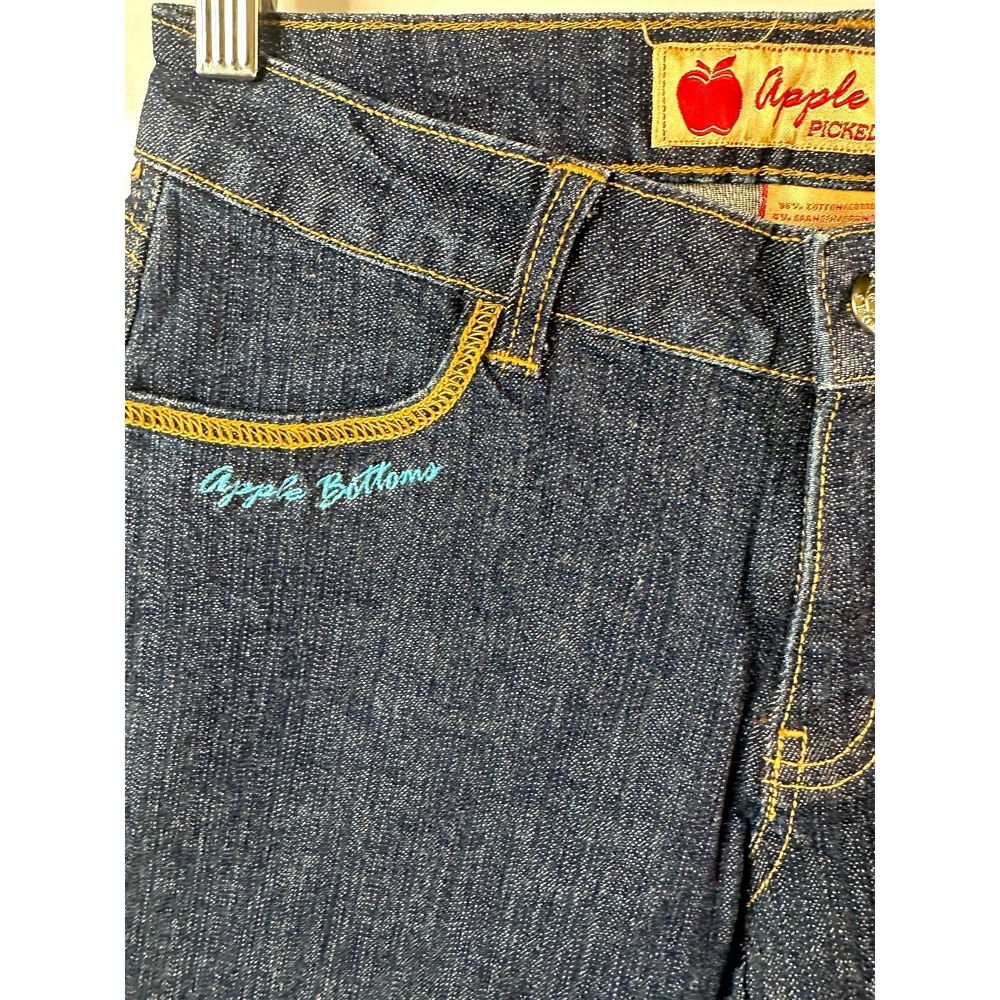 NWT Apple Bottoms Jeans Size 5/6 Low 27" Waist Dark Wash Y2K Apple Pocket Denim - Picture 7 of 13
